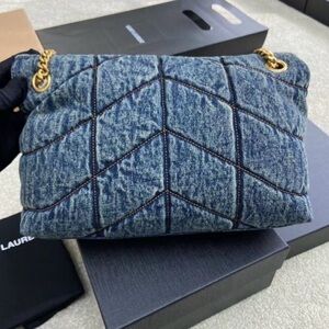Denim Quilted Chain Shoulder Bag